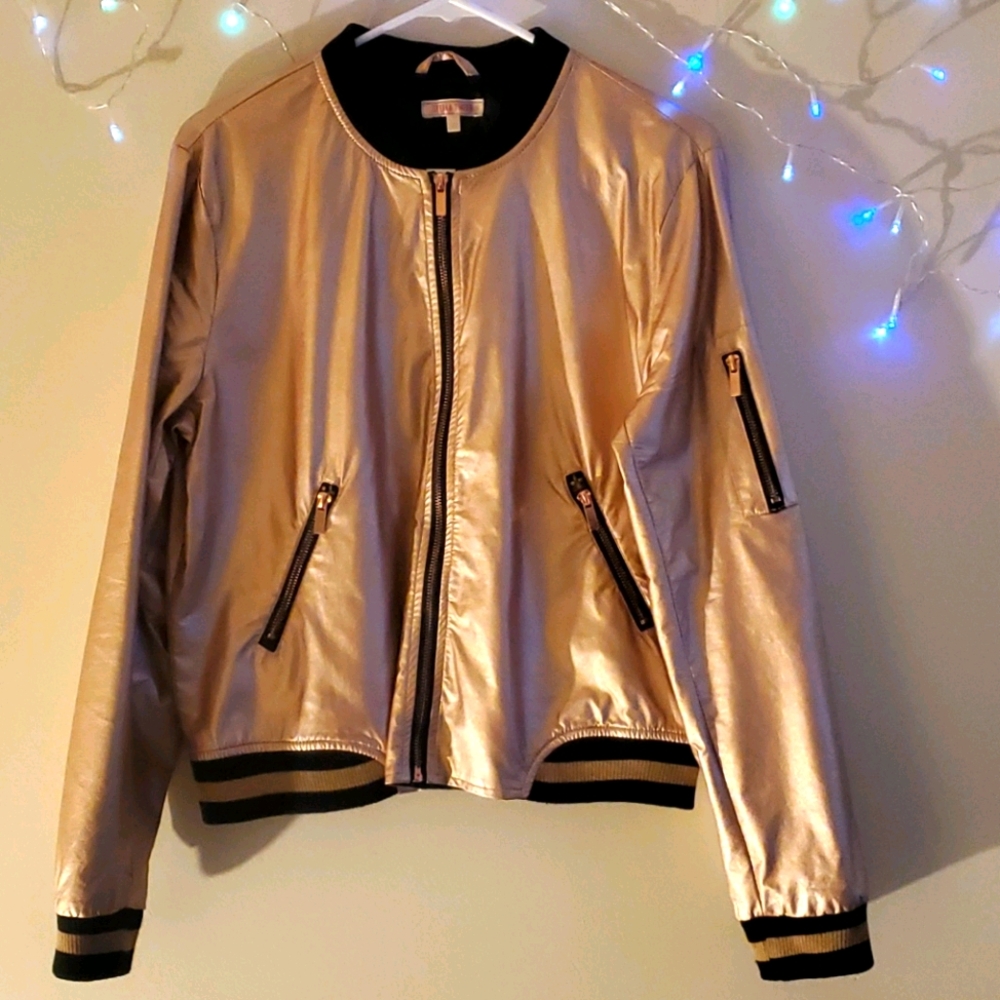 Pink Metallic bomber jacket